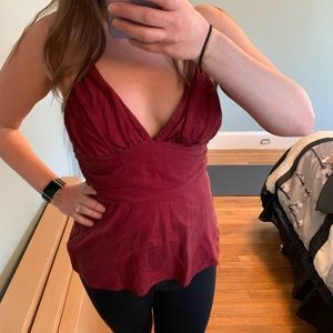 Red silk halter top